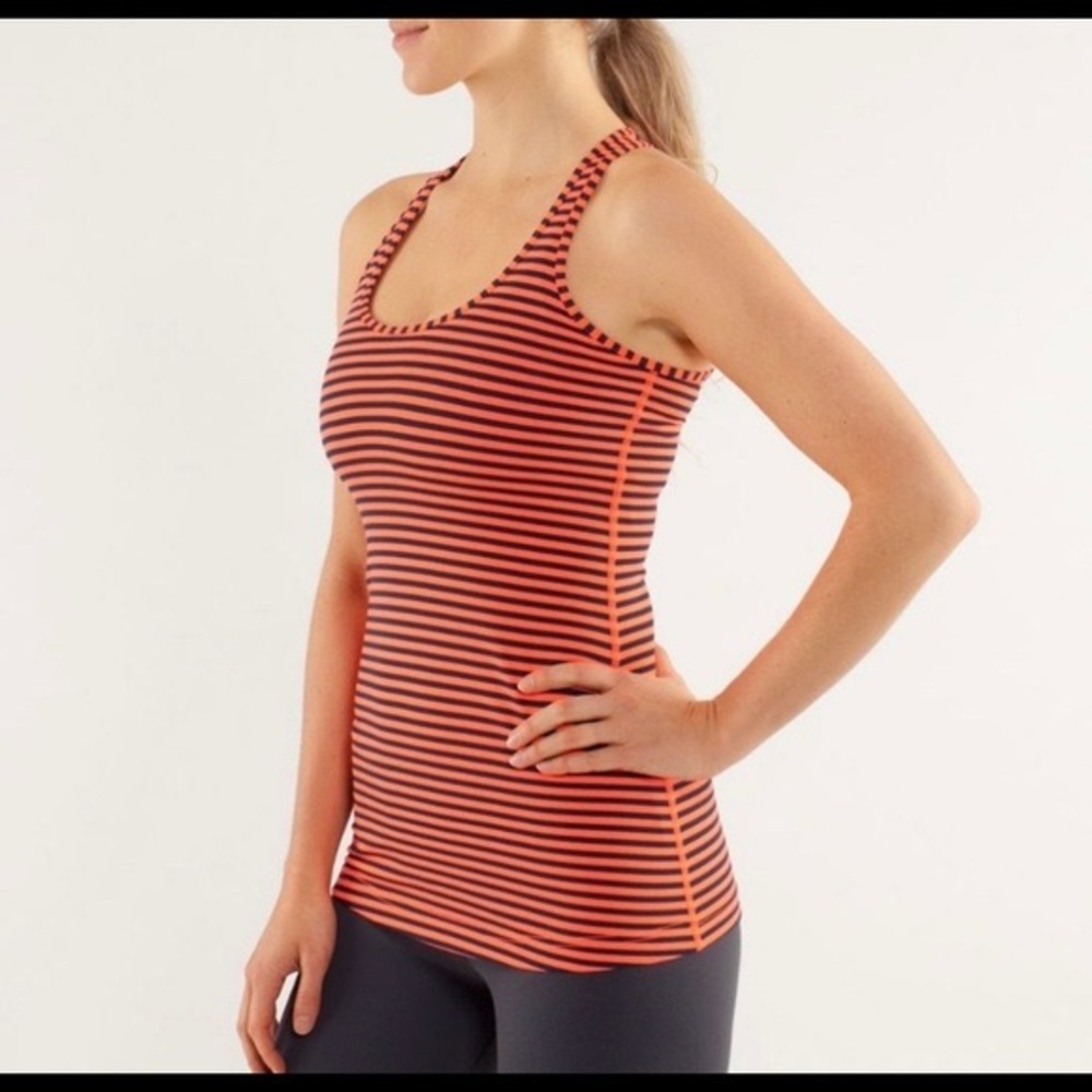 Lululemon Orange/Black Striped Tank
